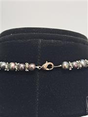 TAHITIAN STYLE BLACK PEARL AND OXIDIZED METAL BEAD STRAND NECKLACE